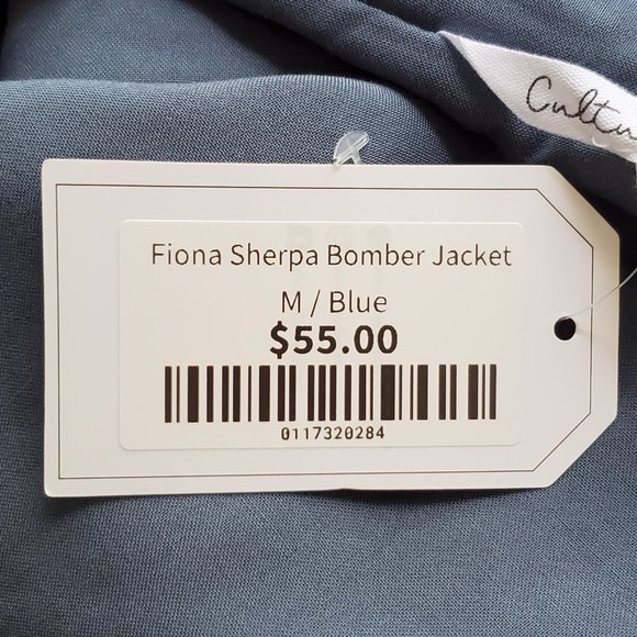 Culture Code Fiona Slate Blue Hoodie Hooded Sherpa Bomber Jacket NWT Size M - Picture 13 of 14